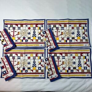 NEW Set Of 4 - Pomegranate Nautical Themed Placemats and Matching Napkins
